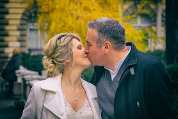 Kiss of the groom and the bride