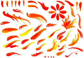 Strokes of paint on a white paper