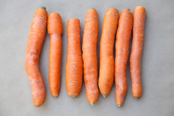 Organic carrots on table