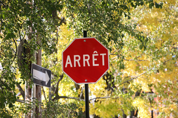Road stop sign in Montreal