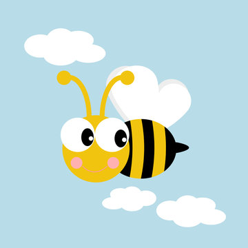 Bee among the clouds illustration