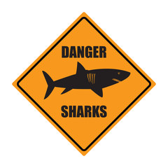 Danger sharks sign symbol text