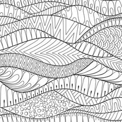 Vector hand drawn stripe monochrome background, outline ornament