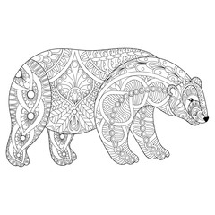 Obraz premium Wektor zentangle głowa niedźwiedzia polarnego do kolorowania dla dorosłych anty stres