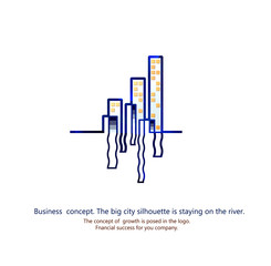 business city concept. the city is on the river. the concept of growth in the logo. financial success for you company. real estate building and promotion. real estate agency in the big city


