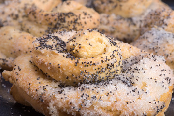 homemade sweet buns with poppy seeds