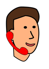 Comic Mann mit rotem Telefon