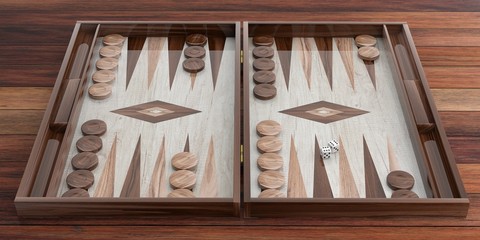 Fototapeta na wymiar Wooden backgammon board. 3d illustration