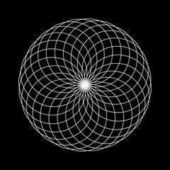 sacred geometry round illustration on black background. Stock vector