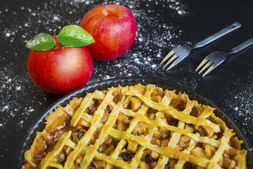 Yummy apple pie and apples
