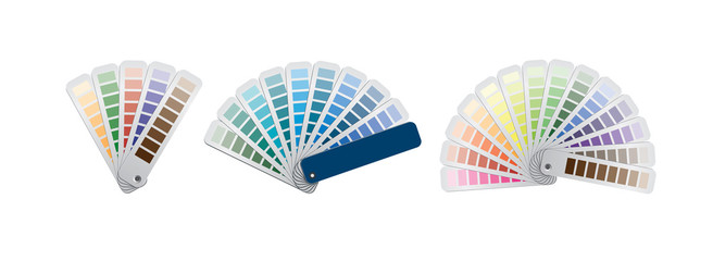 Different types of color palette guides. Color swatch vector icon isolated on white background