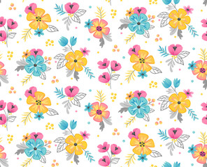 Fototapeta premium Spring floral seamless pattern background. Vector illustration