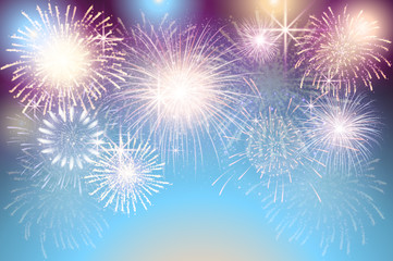 set of isolated vector fireworks on a transparent background. - 134242097