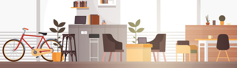 Creative Office Co-working Center University Campus Modern Workplace Flat Vector Illustration