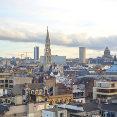 Brussels, aerial view with city buildings.