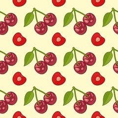 Seamless background with cherries
