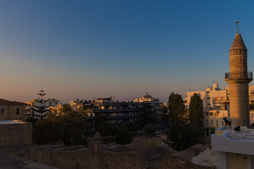Rethymno, Greece - July  28, 2016: Panoramiv view to Rethymno