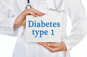 Diabetes Type 1 card in hands of Medical Doctor