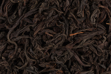 Black tea leaves close up