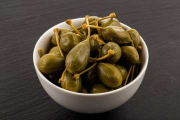 Bowl of canned capers