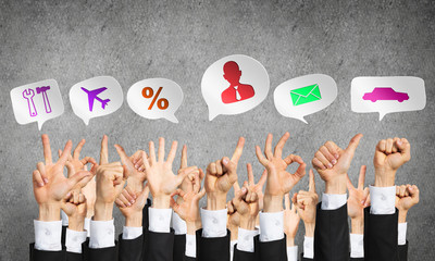 Set of hand gestures and icons