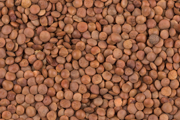 Picture of brown lentils over flat surface