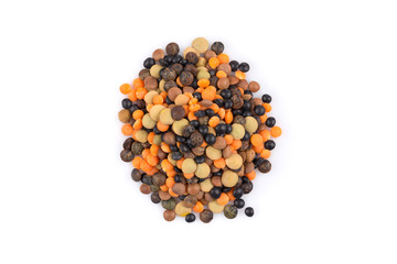 Lentils mix on a white background