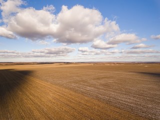 Fototapeta na wymiar Countryside with fields in winter time. Aerial view.