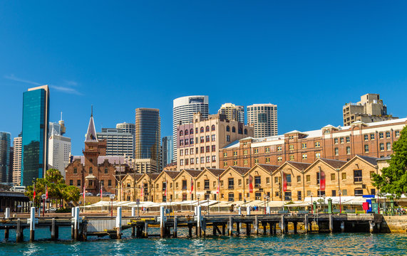 Old warehouses at Campbell's Cove Jetty in Sydney, Australia