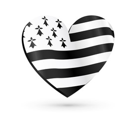 Vector heart shape with flag of Brittany inside
