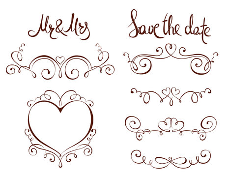 Set design elements for Wedding /  Classic vector ornaments for invitation