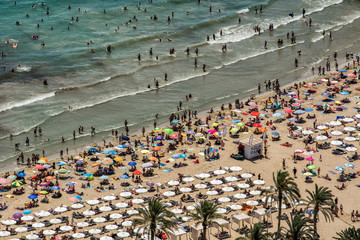 Crowded beach in Alicante