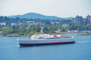 Ferry transporting cars and people from Seattle to Vancouver