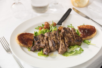 Tasty cut of beef with mustard