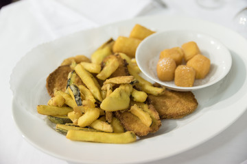 vegetables and breaded cream and fried