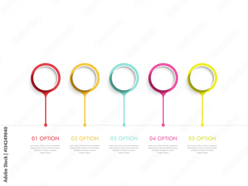 Poster modern abstract 3d infographic template with five steps. business circle template with options for b