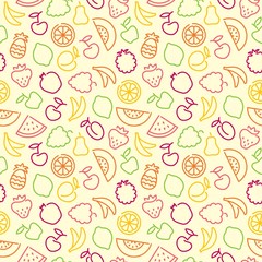 Seamless pattern with contours of fruit
