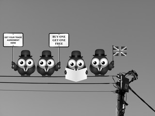 Monochrome comical UK Trade Agreement Delegation