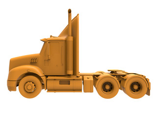 3D concept - side view of an orange truck