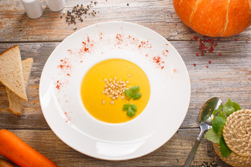 soup with pumpkin and nuts