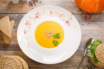 soup with pumpkin and nuts