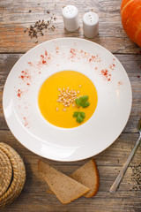 soup with pumpkin and nuts