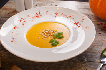 soup with pumpkin and nuts