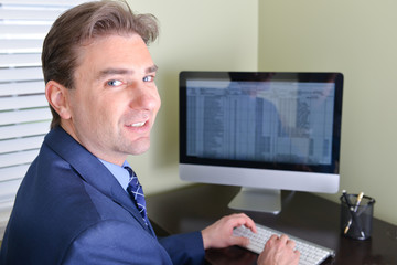 Business man in work office or working from home office