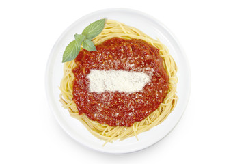 Dish of pasta with parmesan cheese shaped as Puerto Rico.(series