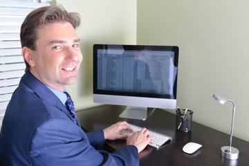 Business man in work office or working from home office