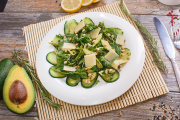 vegan avocado salad with parmesan