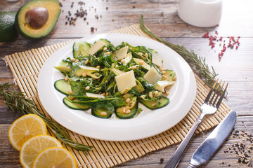 vegan avocado salad with parmesan