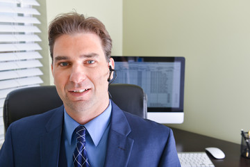 Business man in work office or working from home office or customer service representative