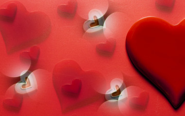 Valentines day background with two red hearts